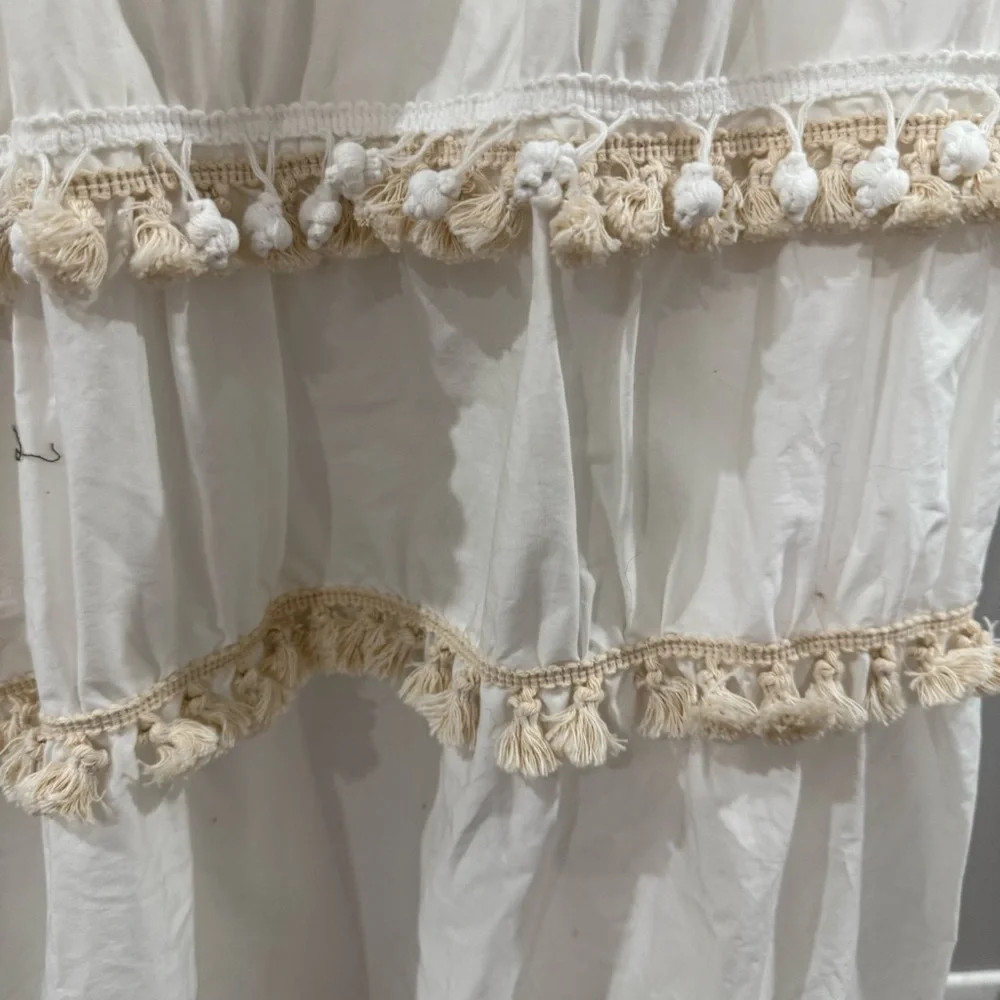 NWT Devotion Twins Dress Tassel Tiered Midi Strap Tie in White
